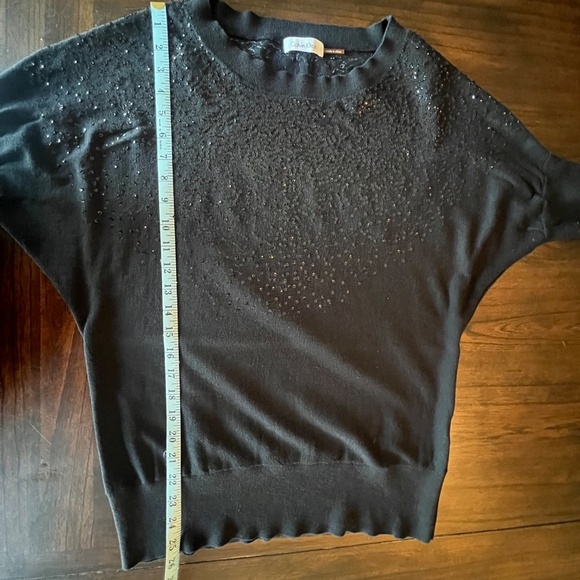 Women's Beautiful Calvin Klein Sequined black silk blend sweater, Size L - Picture 7 of 9